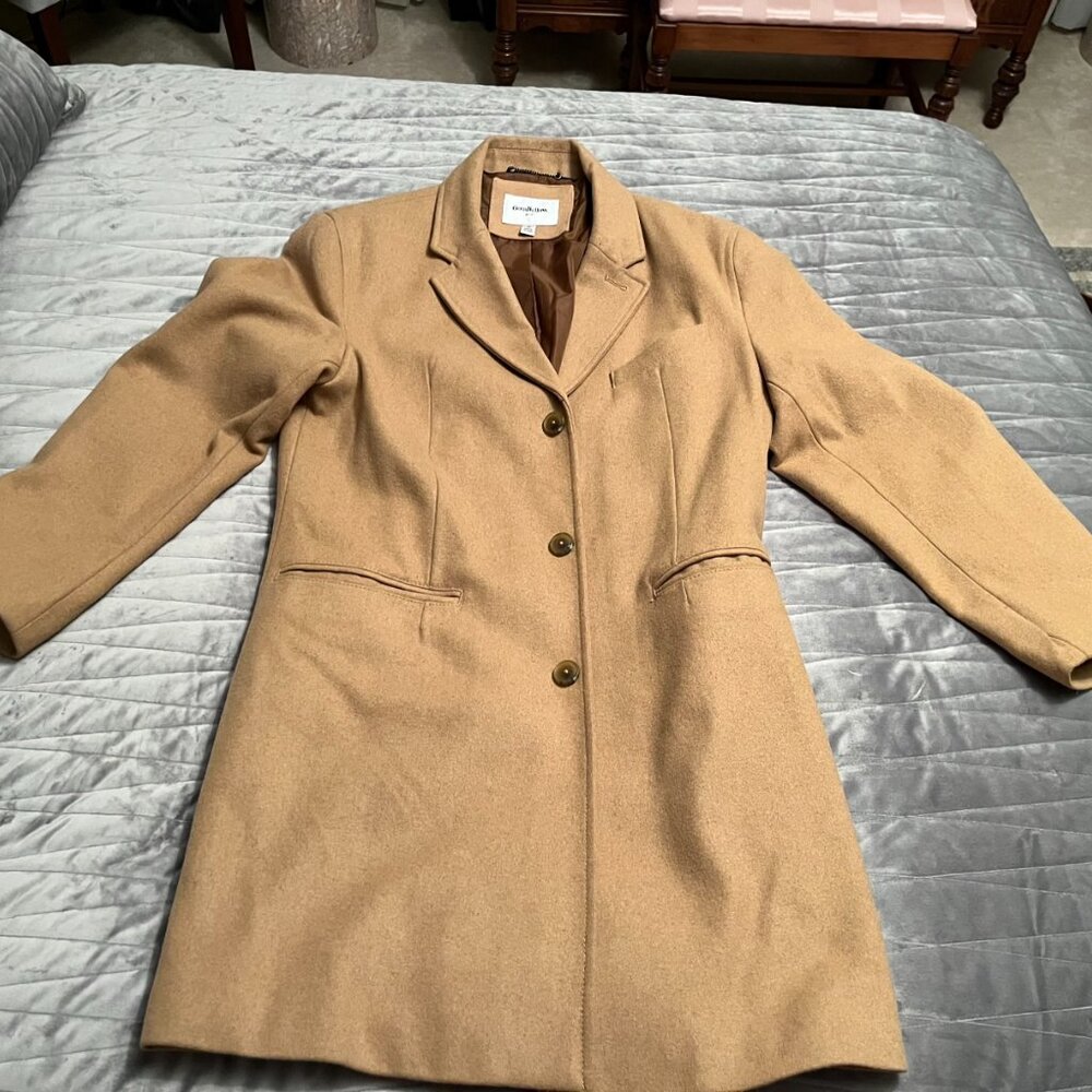 Men's Wool Topcoat - Camel Beige - Men's Medium